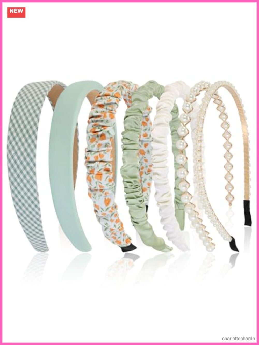 7 Pc Pearl Floral Padded Headbands Non Slip Wide Fashion Hair Accessories